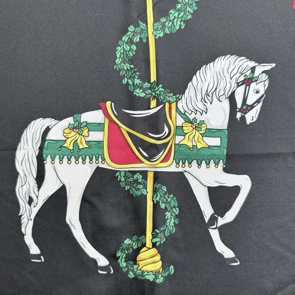 VTG 2026 Year of the Horse Silk Scarf - Red Gold Equestrian Carousel Old Money
